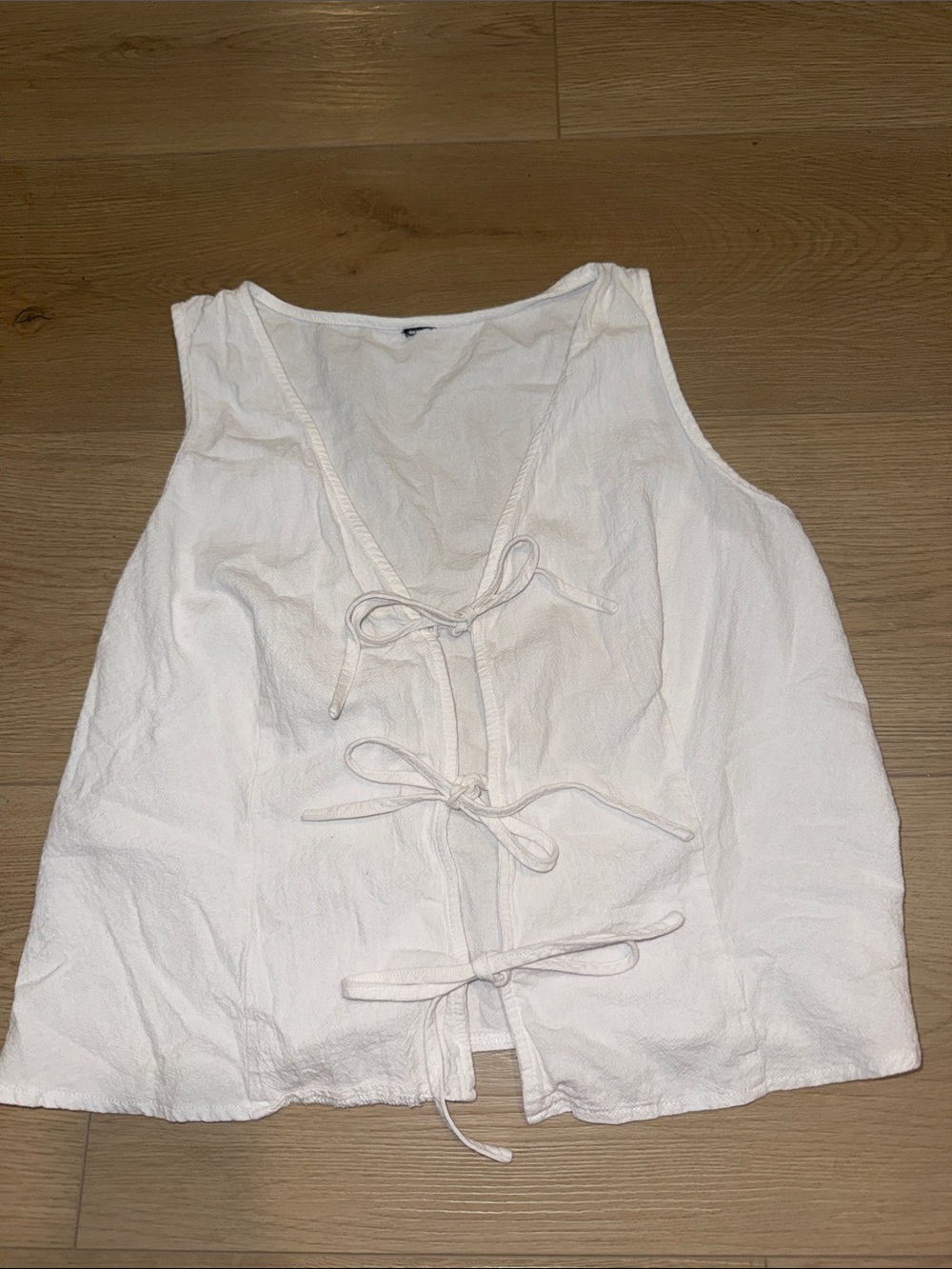 White Tie-Front Women's Tank Top